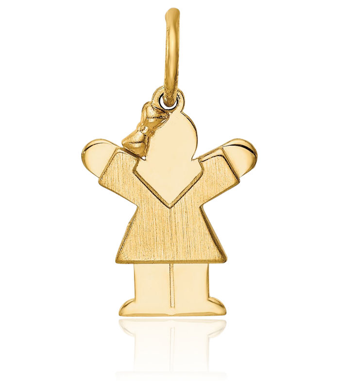 14K Solid Yellow Gold Girl Love Necklace Chain Pendant Charm