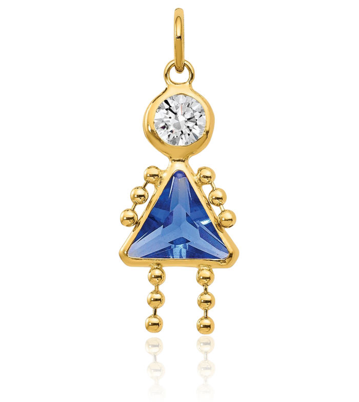 14K Solid Yellow Gold Girl Necklace Chain Pendant Charm