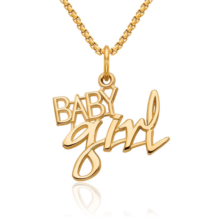 14K Solid Yellow Gold Girl Necklace Chain Pendant Charm