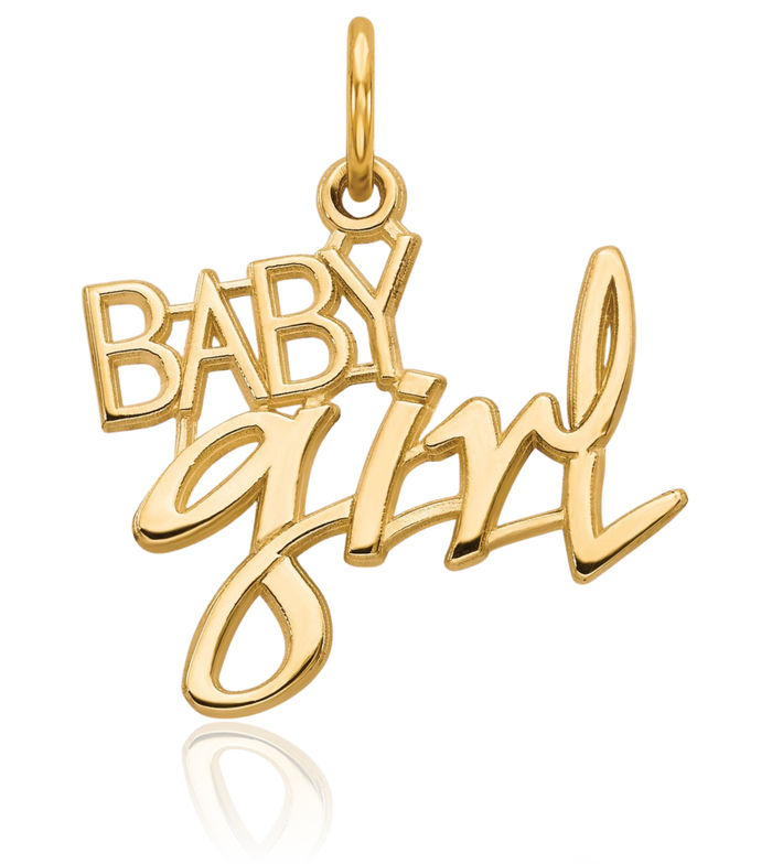 14K Solid Yellow Gold Girl Necklace Chain Pendant Charm