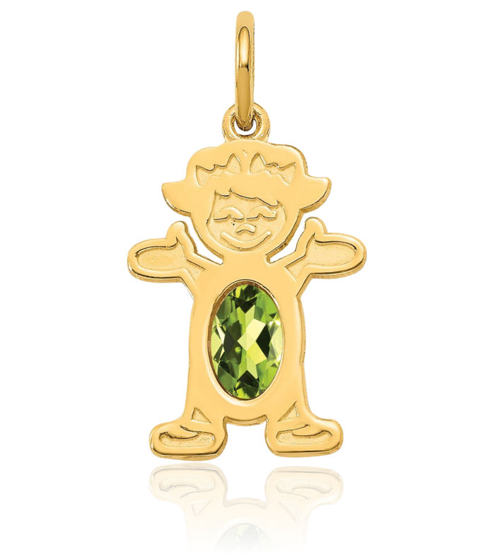 14K Solid Yellow Gold Girl Oval Green Peridot Necklace Chain Pendant Charm August Birthstone Jewelry