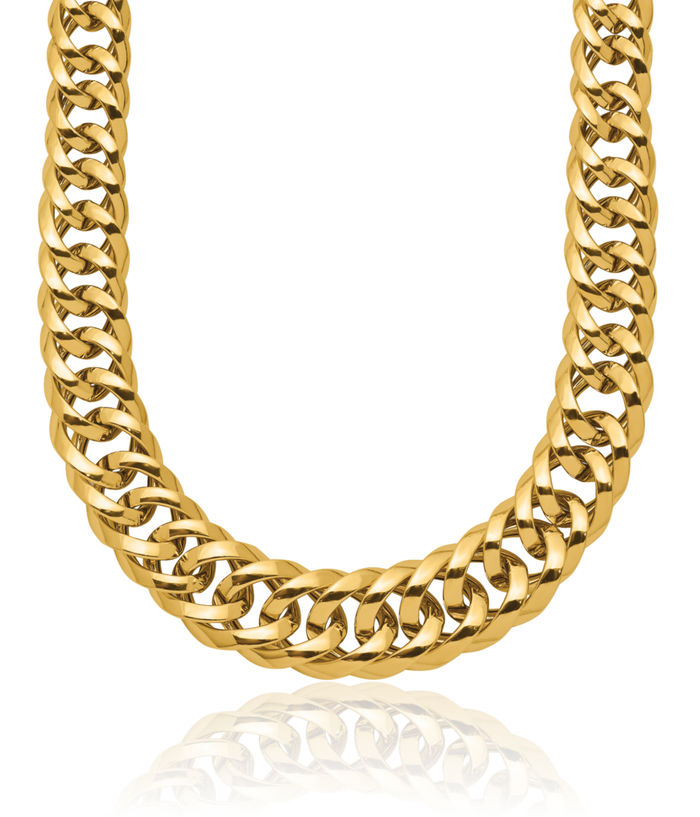 14K Solid Yellow Gold Graduated Curb Link Chain Necklace