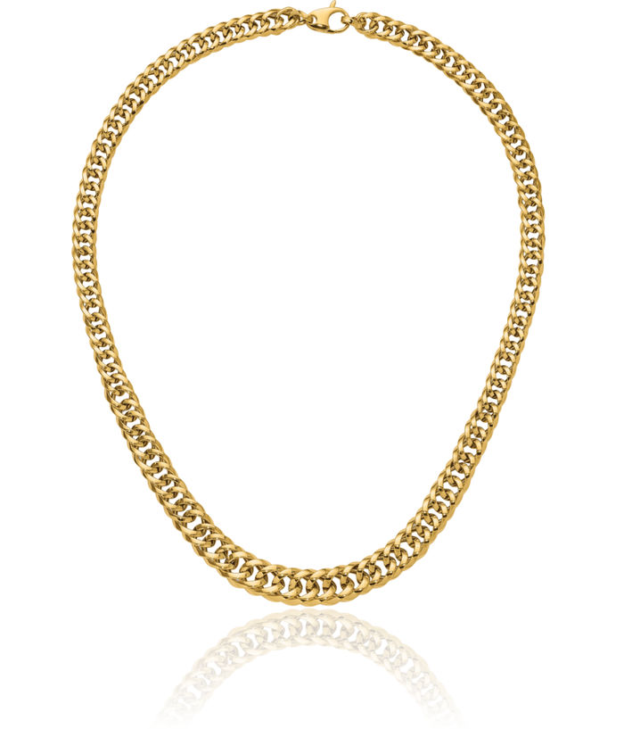 14K Solid Yellow Gold Graduated Curb Link Chain Necklace