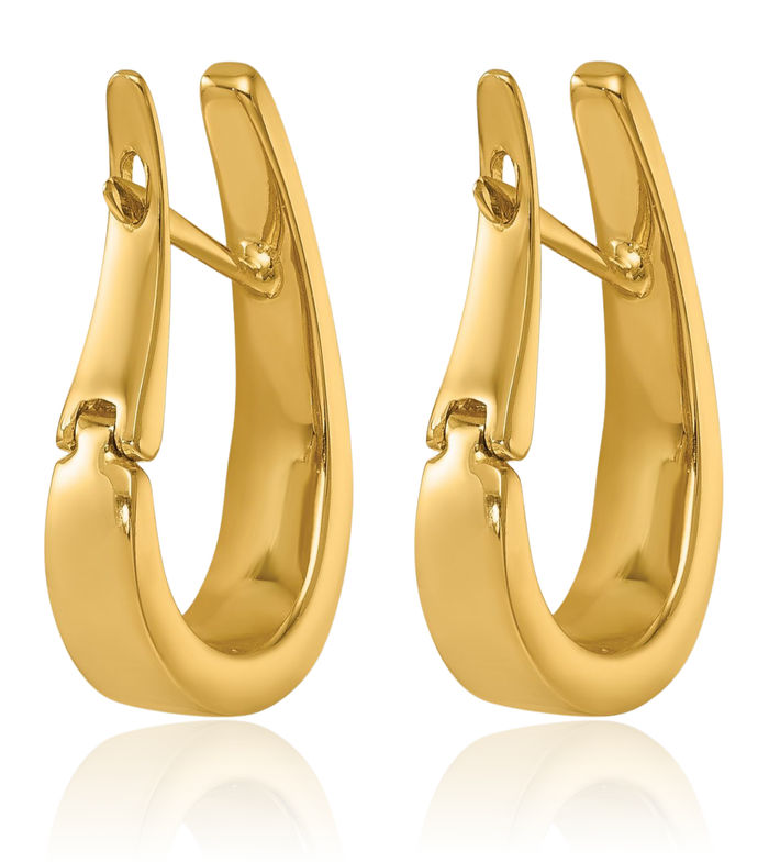 14K Solid Yellow Gold Graduated Hoop Earrings