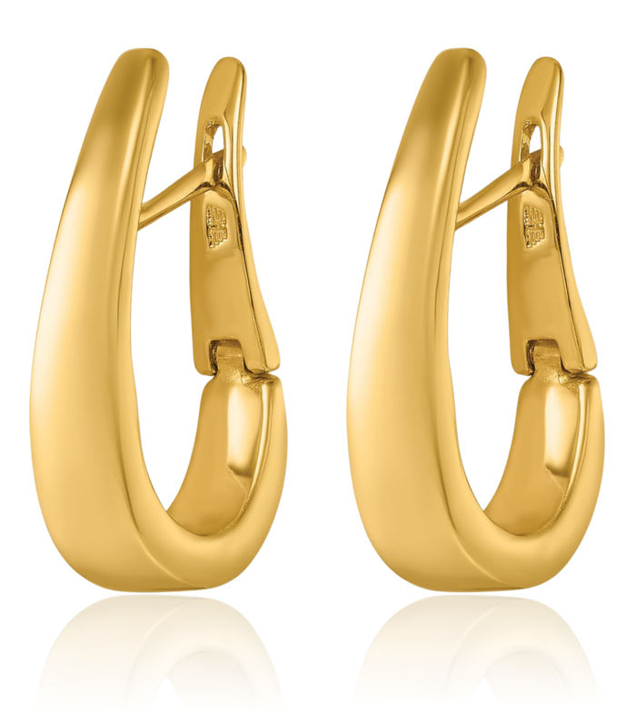 14K Solid Yellow Gold Graduated Hoop Earrings