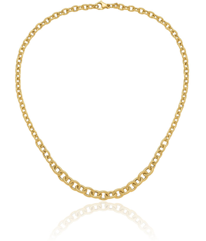 14K Solid Yellow Gold Graduated Link Chain Necklace