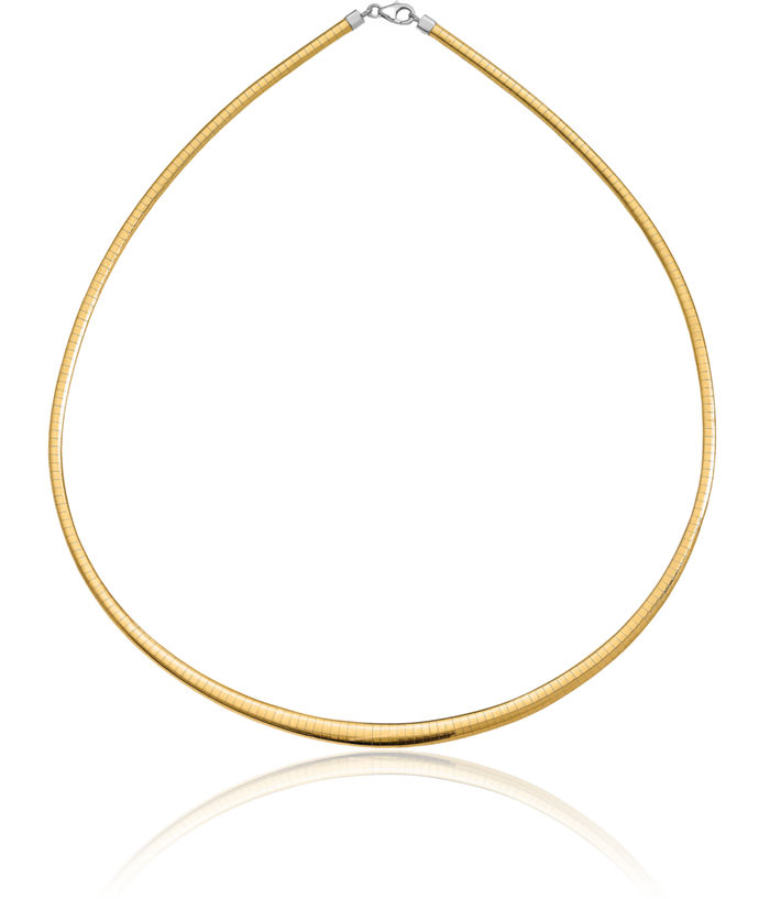 14K Solid Yellow Gold 3/6mm Graduated Reversible Cubetto Omega Snake Chain Herringbone Necklace