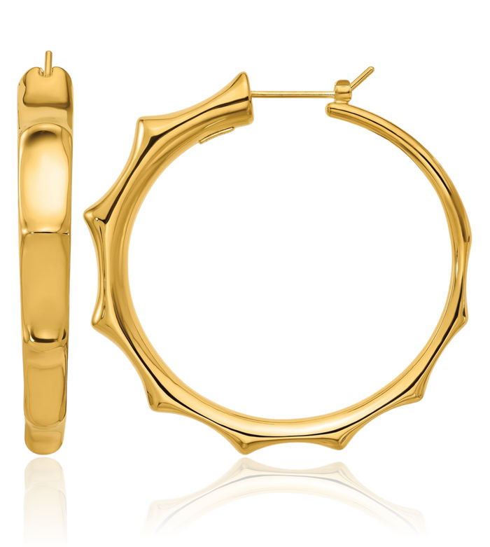 14K Solid Yellow Gold Graduated Round Large Hoop Earrings