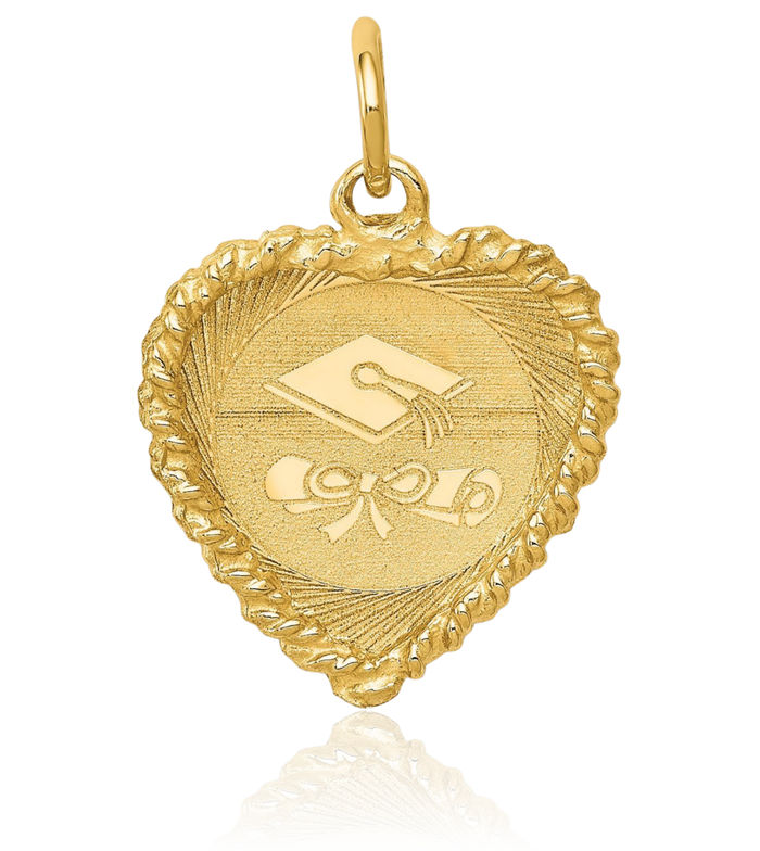 14K Solid Yellow Gold Graduation Cap Necklace Chain Pendant Charm