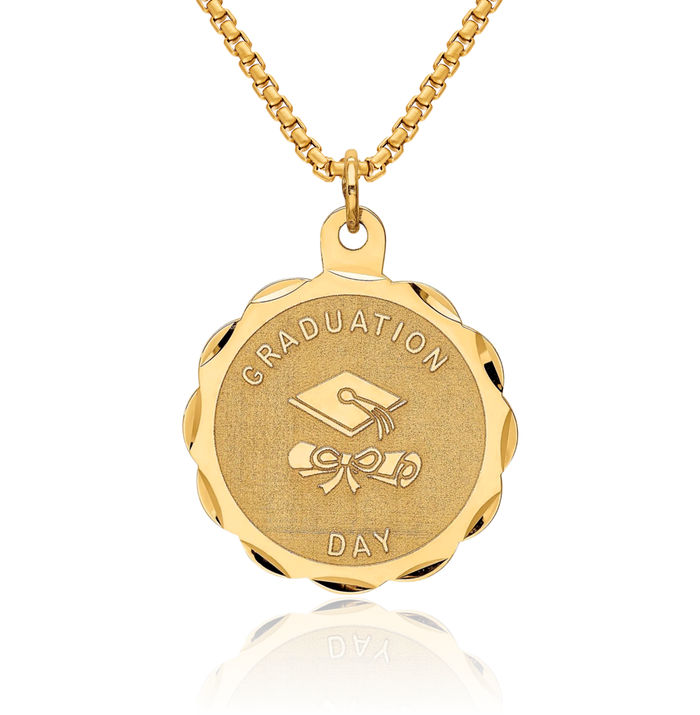 14K Solid Yellow Gold Graduation Day Diploma Necklace Chain Pendant Charm