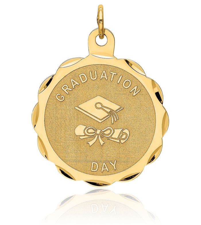 14K Solid Yellow Gold Graduation Day Diploma Necklace Chain Pendant Charm