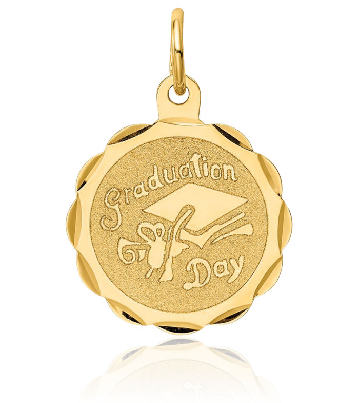 14K Solid Yellow Gold Graduation Day Necklace Chain Pendant Charm