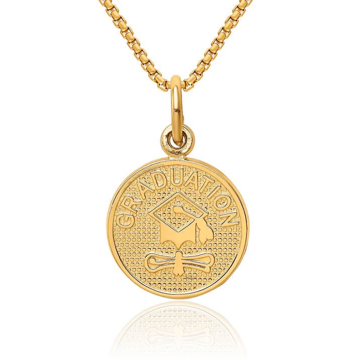 14K Solid Yellow Gold Graduation Necklace Chain Pendant Charm