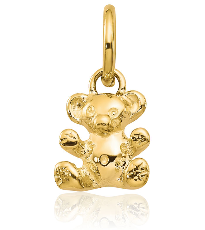 14K Solid Yellow Gold Gummy Teddy Bear Necklace Chain Pendant Charm