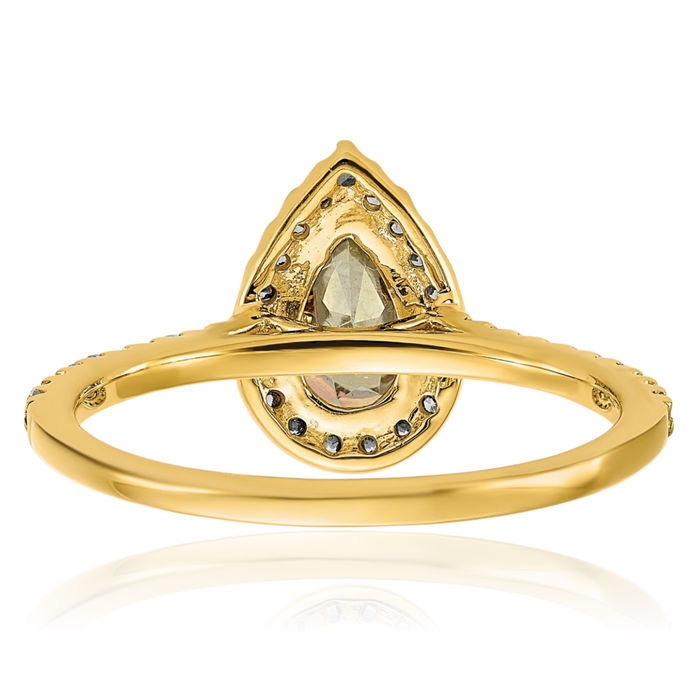 14k Yellow Gold Pear Mystic Fire Topaz and Diamond Halo Engagement Ring 14k Yellow Gold Pear Mystic Fire Topaz and Diamond Halo Engagement Ring