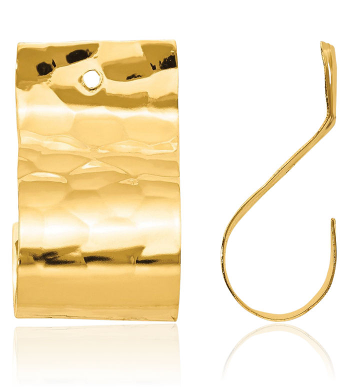 14K Solid Yellow Gold Hammered Earring Jackets for Studs