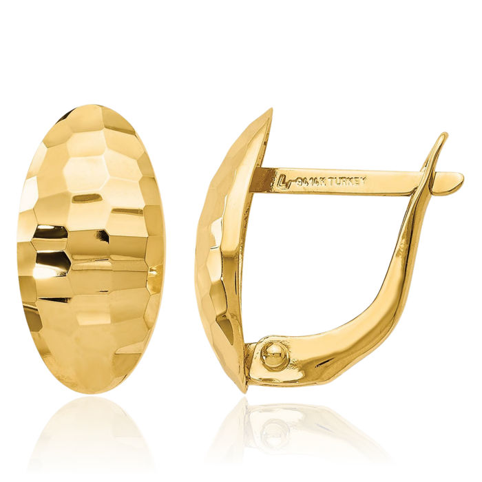 14K Solid Yellow Gold Hammered Stud Earrings