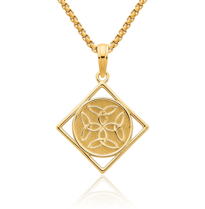 14K Solid Yellow Gold Heart Irish Claddagh Celtic Love Knot Necklace Chain Pendant Charm Jewelry