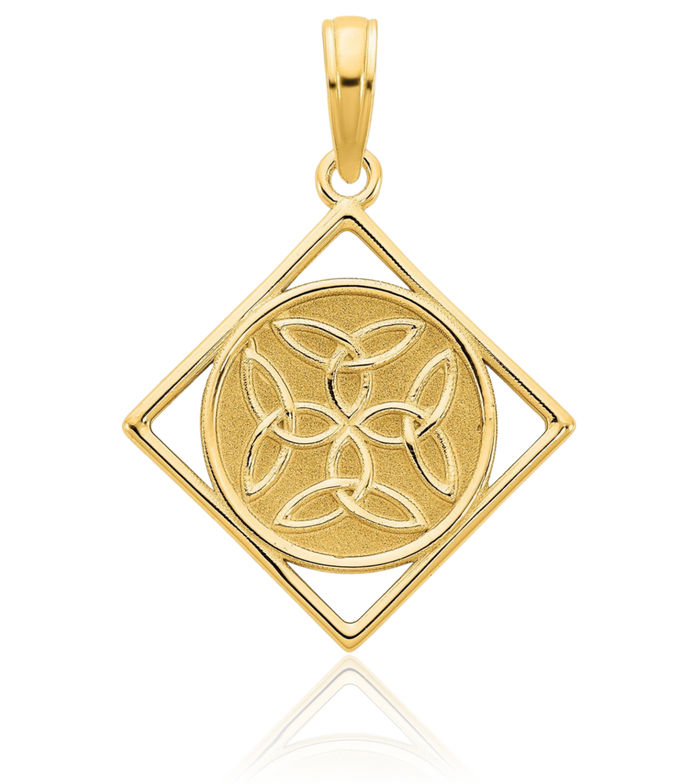 14K Solid Yellow Gold Heart Irish Claddagh Celtic Love Knot Necklace Chain Pendant Charm Jewelry