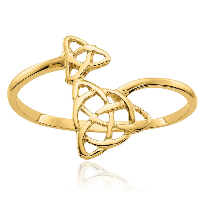 14K Solid Yellow Gold Heart Irish Claddagh Celtic Love Knot Ring Jewelry