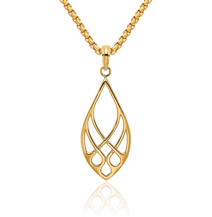 14K Solid Yellow Gold Heart Irish Claddagh Celtic Love Knot Teardrop Necklace Pear Pendant Charm Jewelry