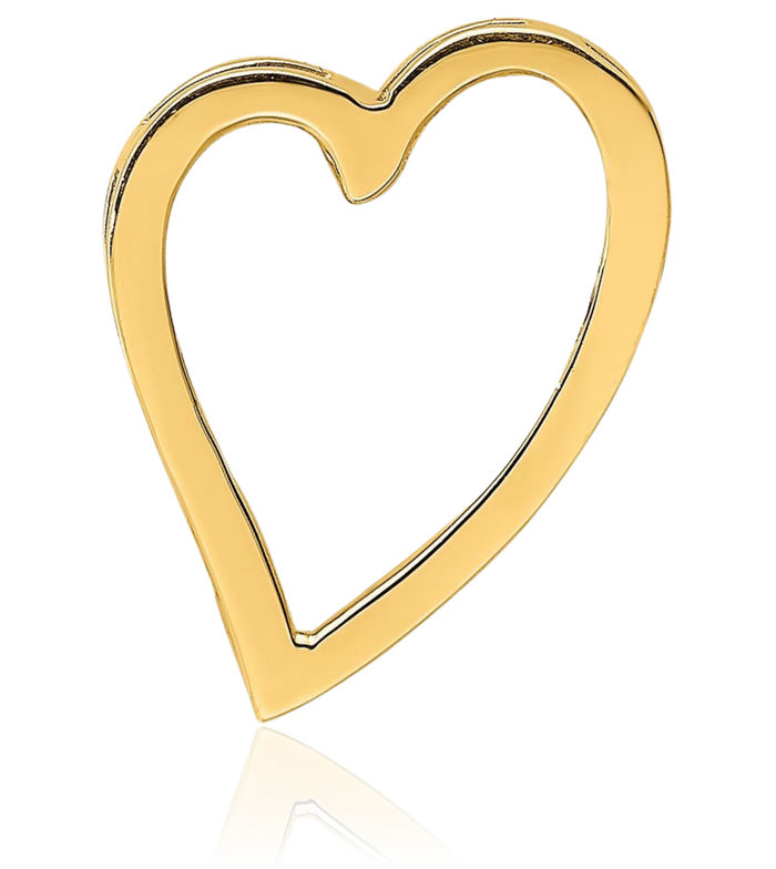 14K Solid Yellow Gold Heart Floating Chain Slide Pendant Necklace Charm