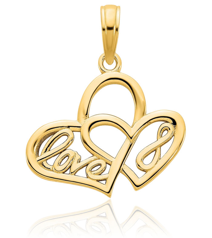 14K Solid Yellow Gold Heart Infinity Twisted Love Knot Symbol Necklace Chain Pendant Charm