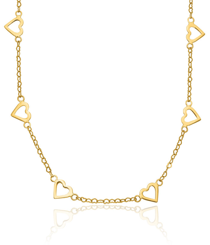 [LLOYD] 韓国☆14K GOLD☆Heart Motivation Link Type Necklace 14K Solid Yellow Gold Heart Link Chain Necklace