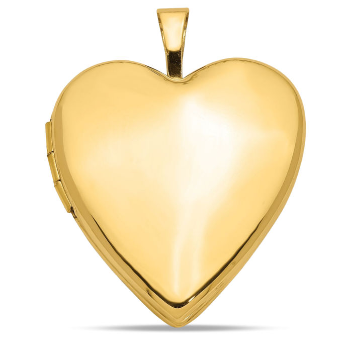 14K Solid Yellow Gold Heart Locket Necklace Chain Pendant Charm