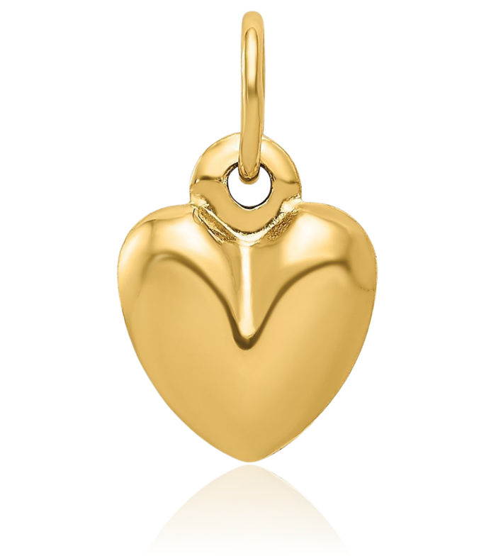 14K Solid Yellow Gold Heart Necklace Love Pendant Charm