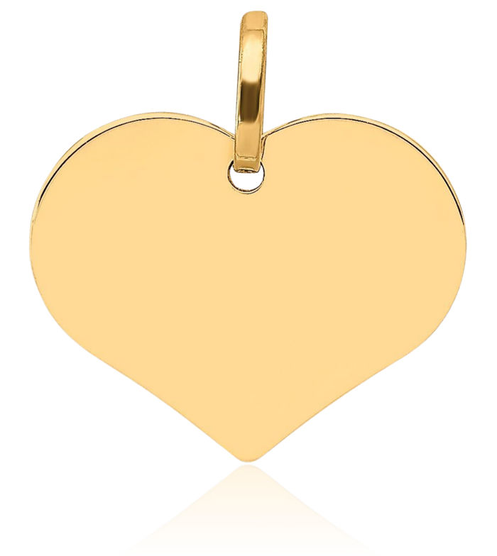 14K Solid Yellow Gold Heart Disc Necklace Chain Pendant Charm