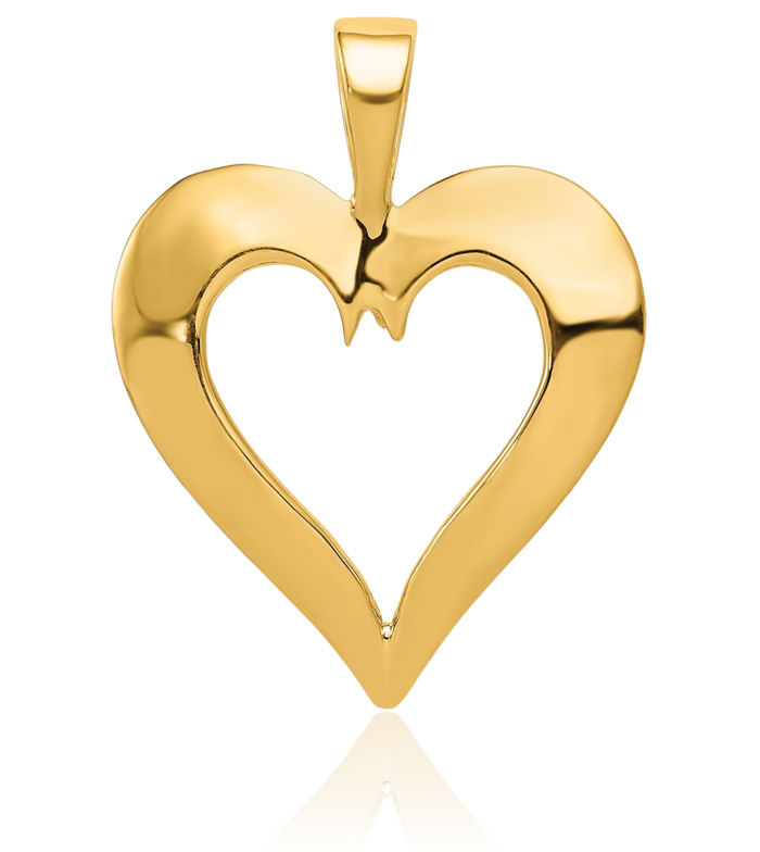 14K Solid Yellow Gold Heart Necklace Love Pendant Charm