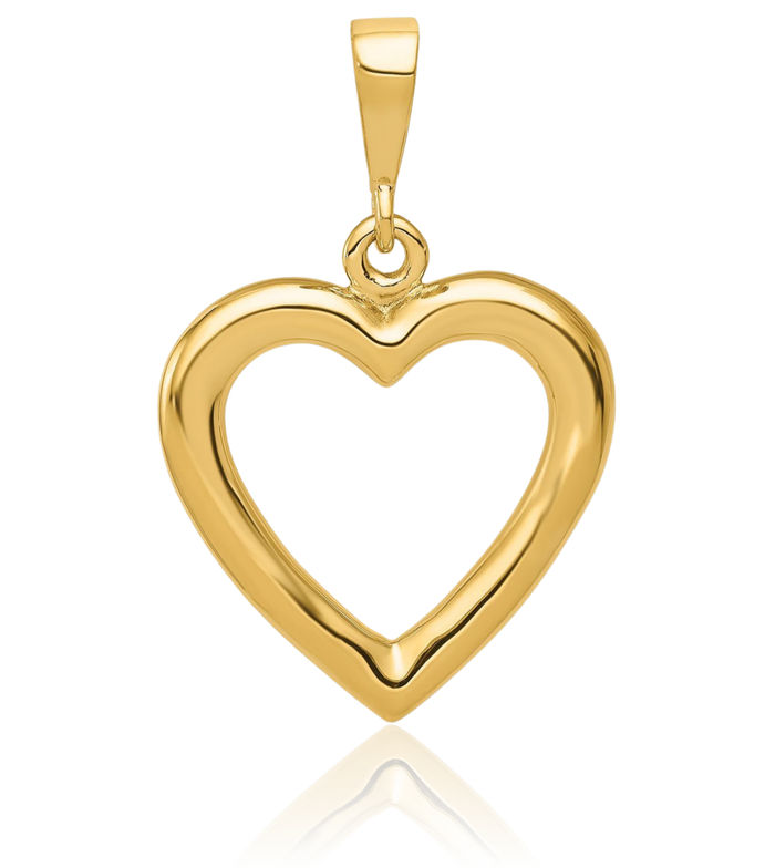 14K Solid Yellow Gold Heart Necklace Love Pendant Charm