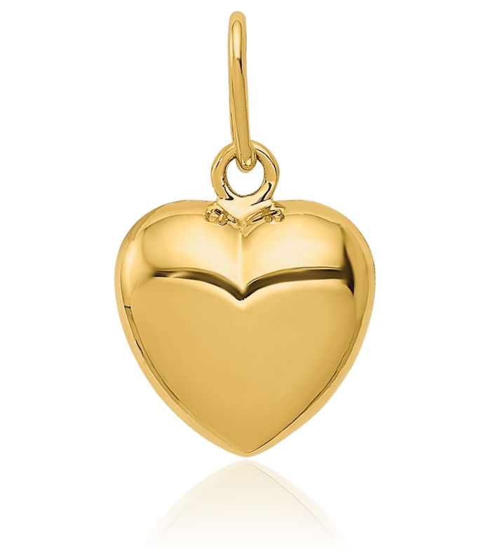 14K Solid Yellow Gold Heart Necklace Love Pendant Charm