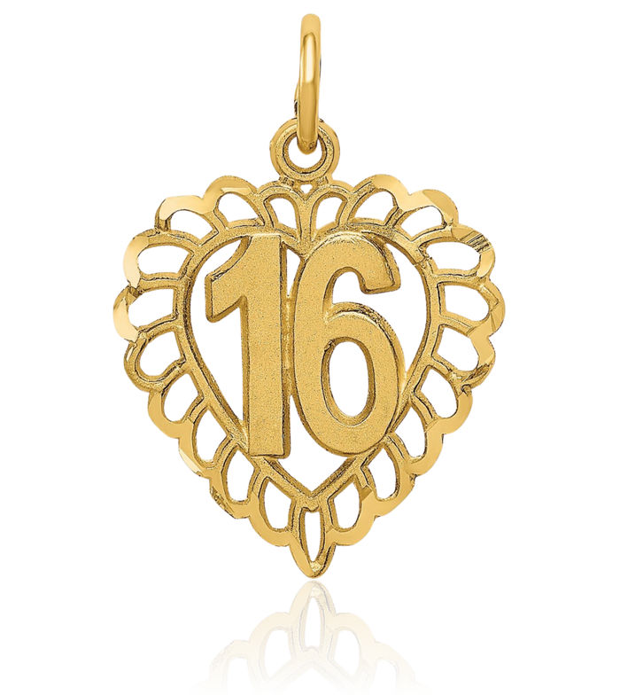 14K Solid Yellow Gold Heart Necklace Love Pendant Charm