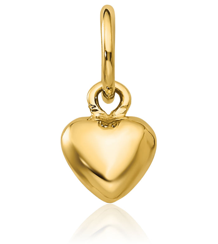 14K Solid Yellow Gold Heart Necklace Love Pendant Charm