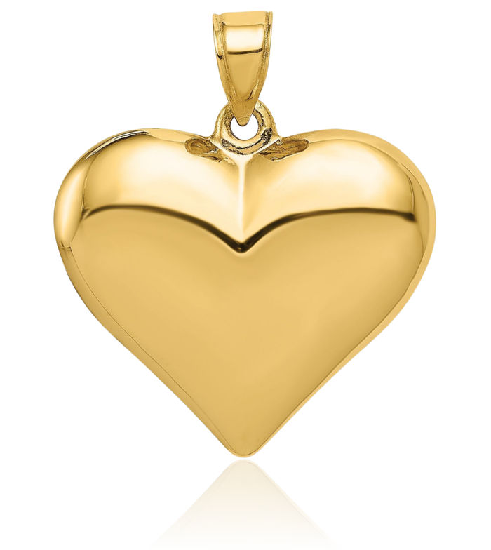 14K Solid Yellow Gold Heart Necklace Love Pendant Charm