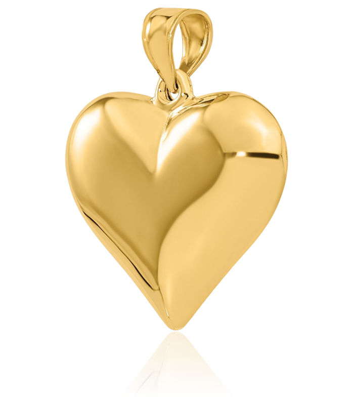 14K Solid Yellow Gold Heart Necklace Love Pendant Charm