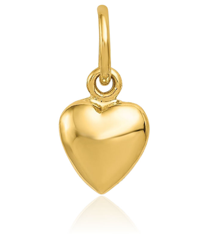 14K Solid Yellow Gold Heart Necklace Love Pendant Charm