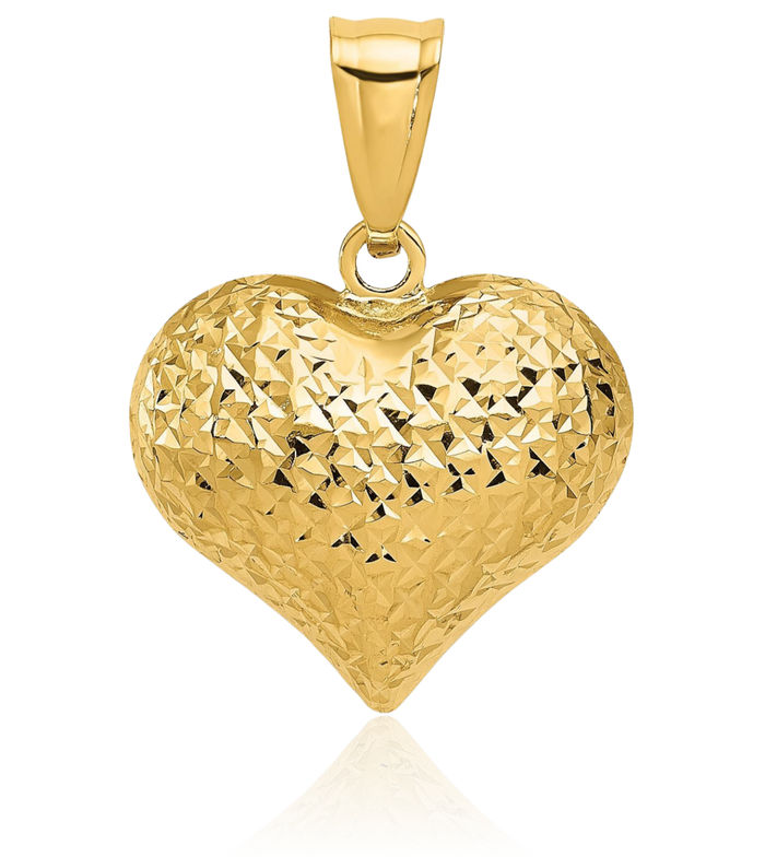 14K Solid Yellow Gold Heart Necklace Love Pendant Charm