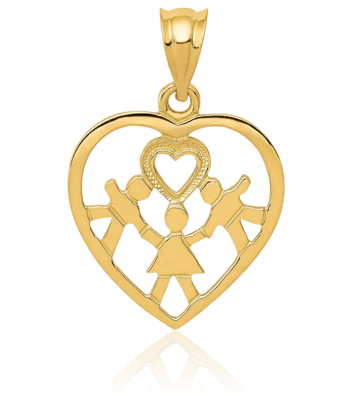 14K Solid Yellow Gold Heart Necklace Love Pendant Charm