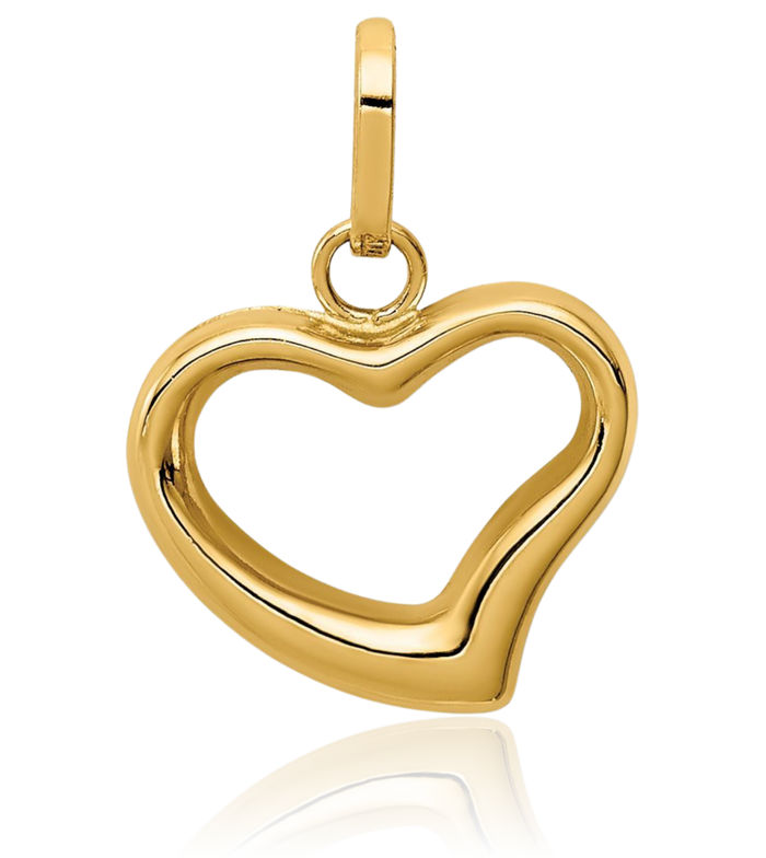 14K Solid Yellow Gold Heart Necklace Love Pendant Charm