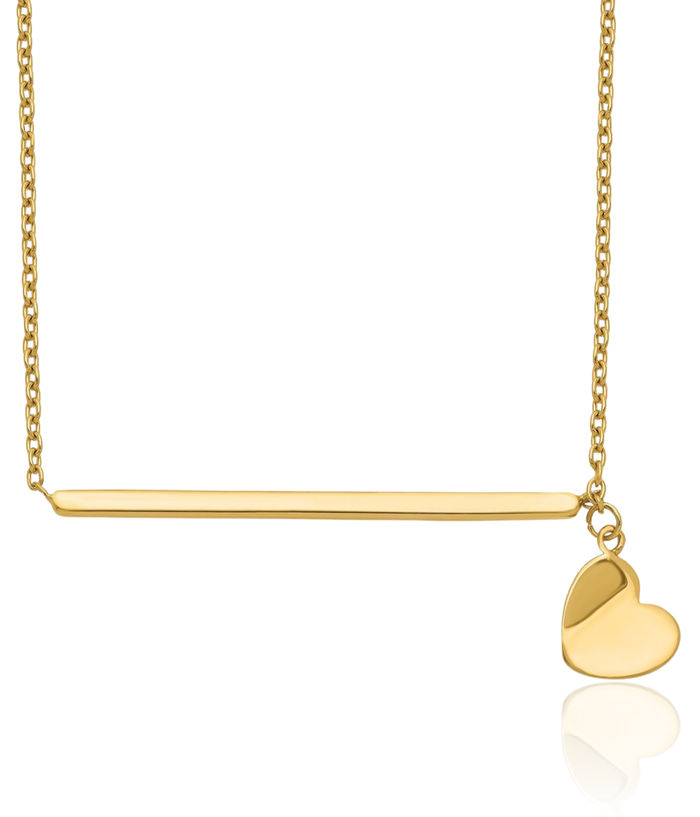 14K Solid Yellow Gold Heart Necklace Love Pendant Friendship Charm Chain