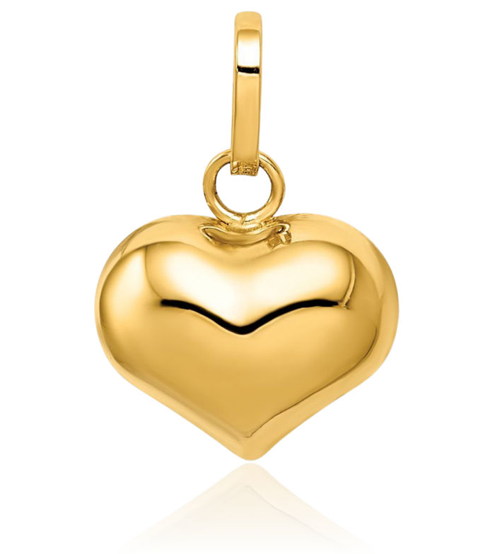 14K Solid Yellow Gold Heart Necklace Love Pendant Charm