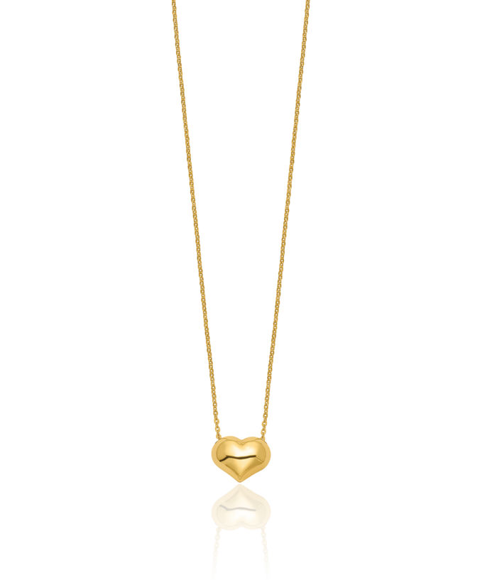 14K Solid Yellow Gold Heart Necklace Love Pendant Friendship Charm Chain