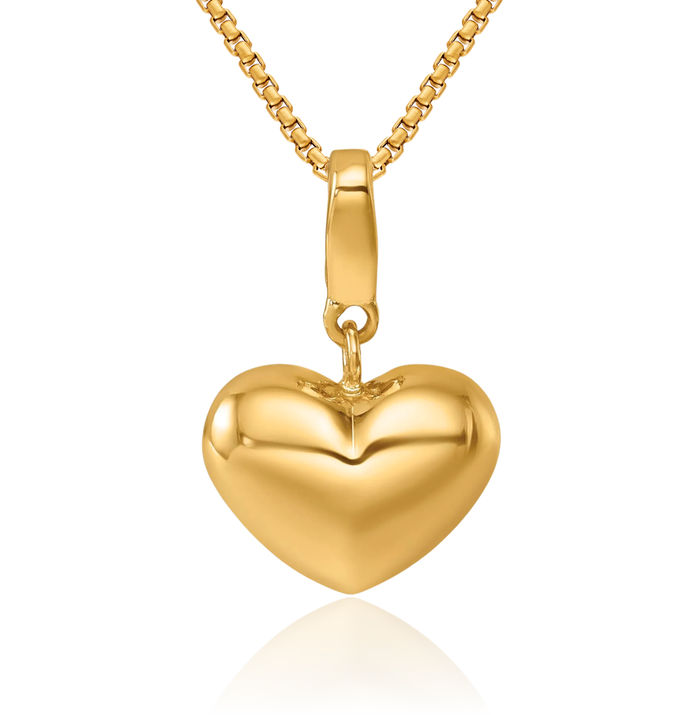 14K Solid Yellow Gold Heart Necklace Love Pendant Charm