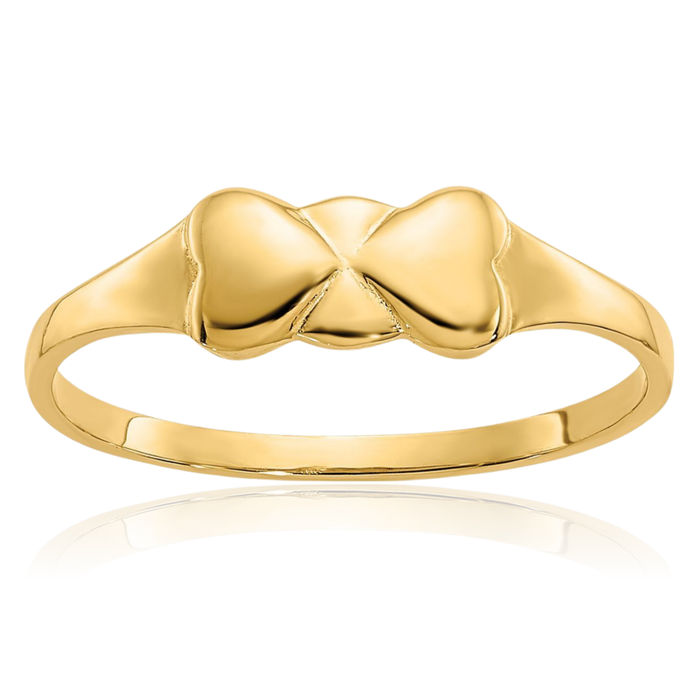 14K Solid Yellow Gold Heart Ring Love Band