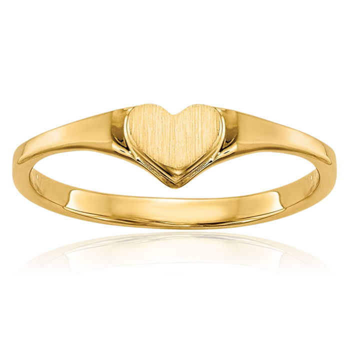 14K Solid Yellow Gold Heart Ring Love Band