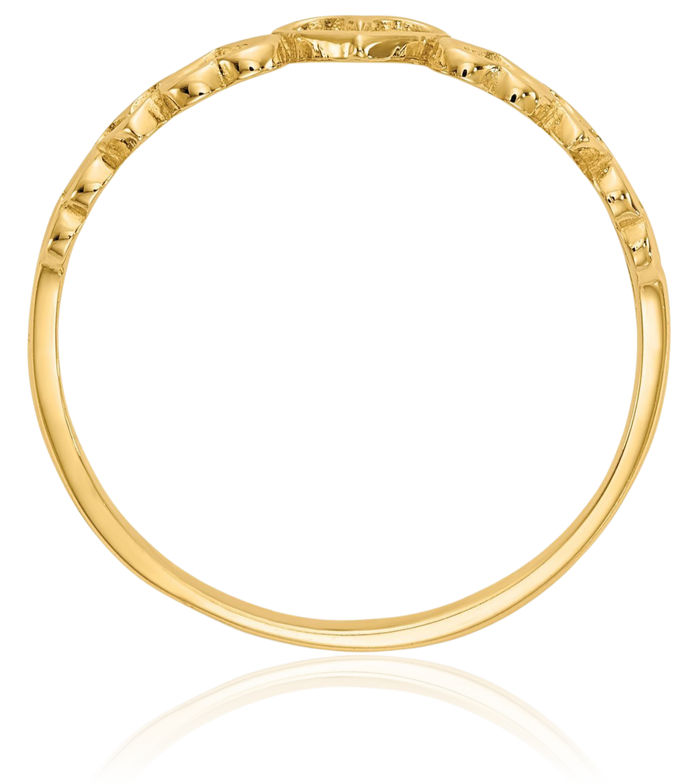 14K Solid Yellow Gold Heart Ring Love Band