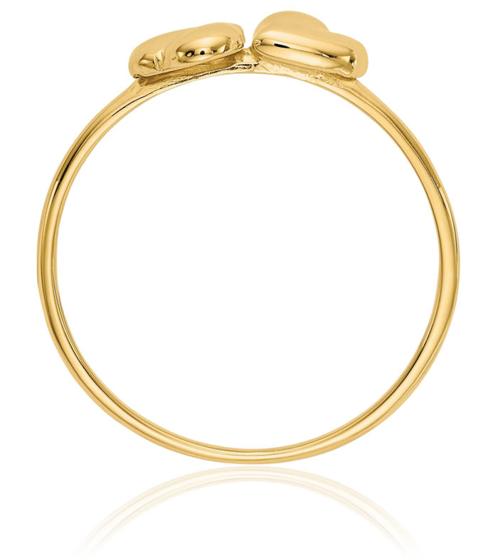 14K Solid Yellow Gold Heart Ring Love Band